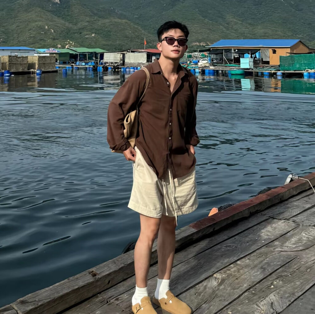 áo sơ mi cổ bẻ dài tay vải đũi
